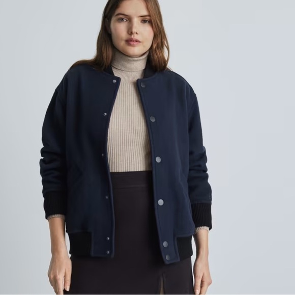 NWT everlane the rewool varsity bomber jacket button wool puffer - Picture 1 of 16